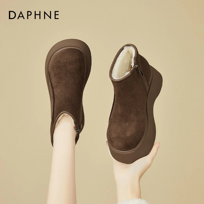 达芙妮厚底马丁靴女2025新款冬季复古加绒勃肯棉鞋东北保暖雪地靴