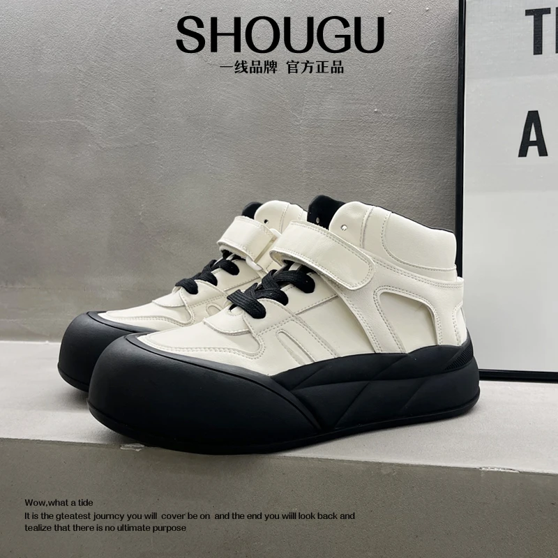 shougu/首谷新款真皮平底日常简约时尚百搭潮流显腿细拼色女鞋