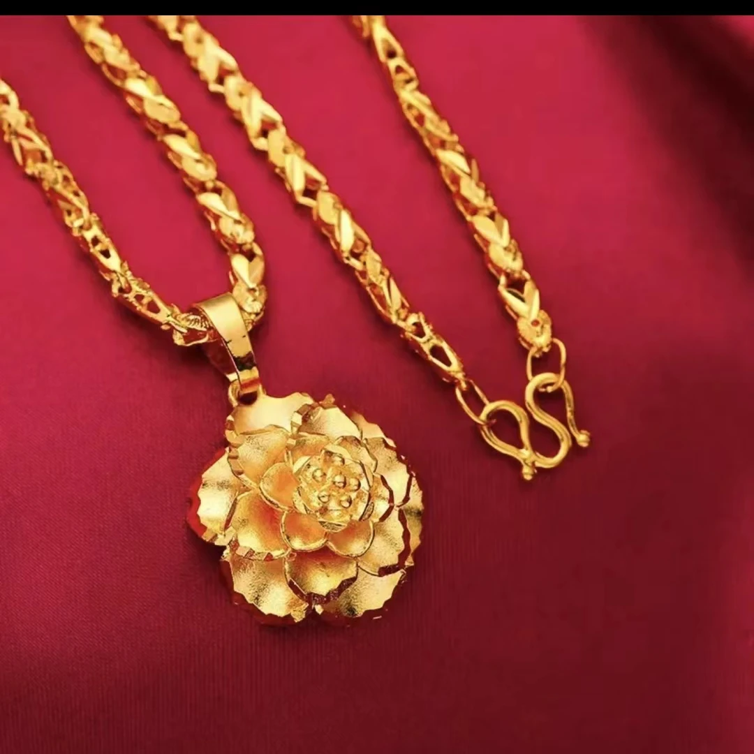 合金项链 女款经典【牡丹花项链】 百搭 女士 精美 金色 时尚 气质