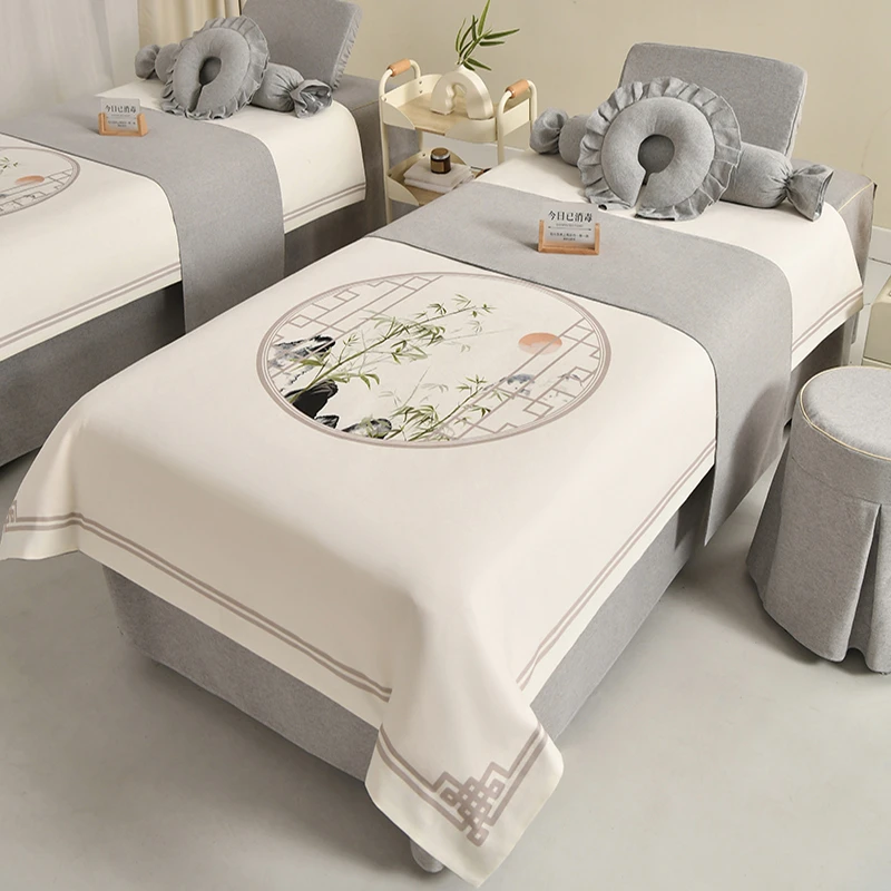 美容床罩四件套新款高挡按摩头推拿床套高档美容院中医养生会所