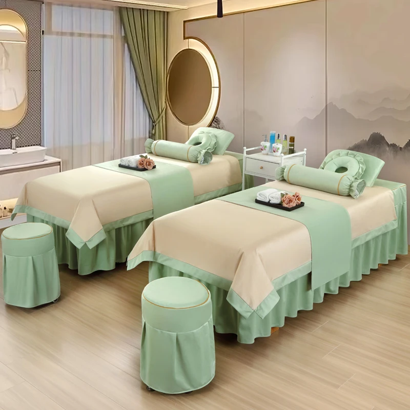 美容床罩四件套高档简约美容院专用床罩推拿按摩洗头床罩床套