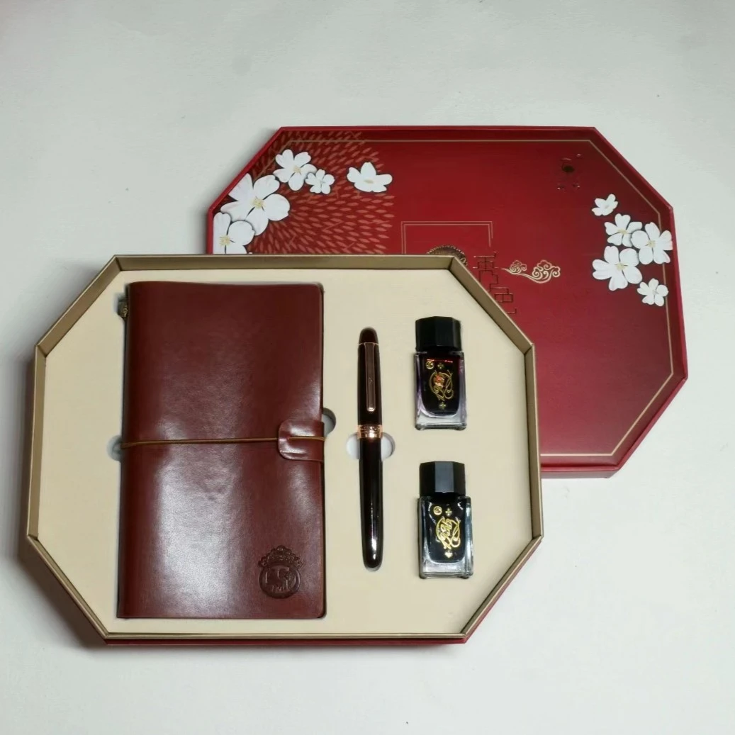 鸵鸟秀色礼盒墨水钢笔用黑色蓝黑笔学生书写教师节送老师套装礼物