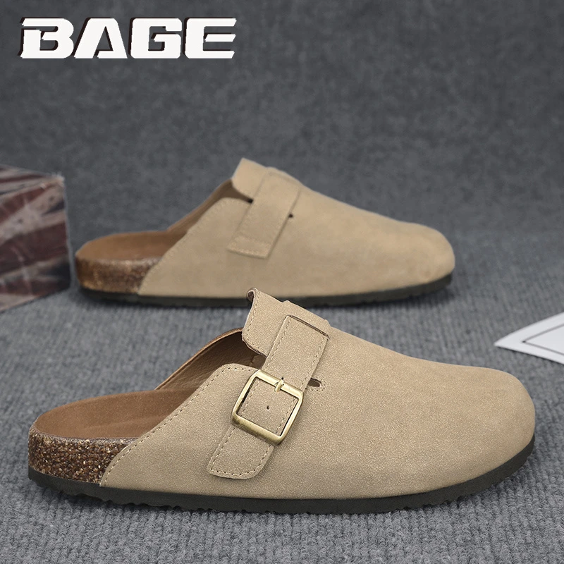 八哥包头半拖鞋男夏季外穿防滑男士网红沙滩软木勃肯拖鞋休闲凉鞋