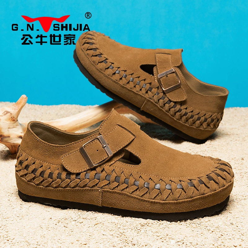 公牛世家凉鞋男夏季外穿防滑全包跟勃肯拖鞋男士休闲洞洞沙滩凉拖