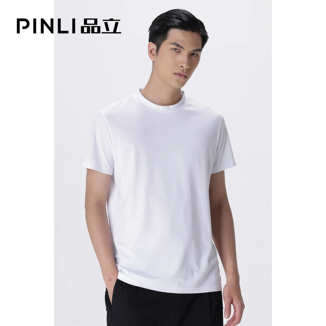 PINLI品立夏季拉架棉短袖T恤B212311357