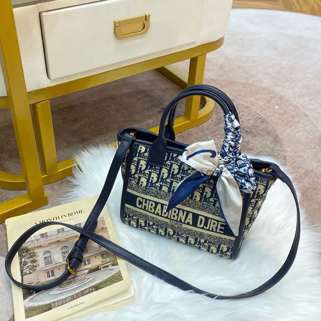Djre轻奢品牌女包设计师款高端时尚洋气蓝色手提单肩斜挎包8009#