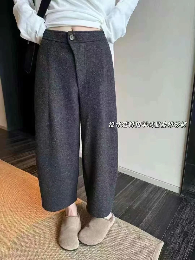 丹丹私服 欧货Y绒休闲毛呢奶奶裤福利