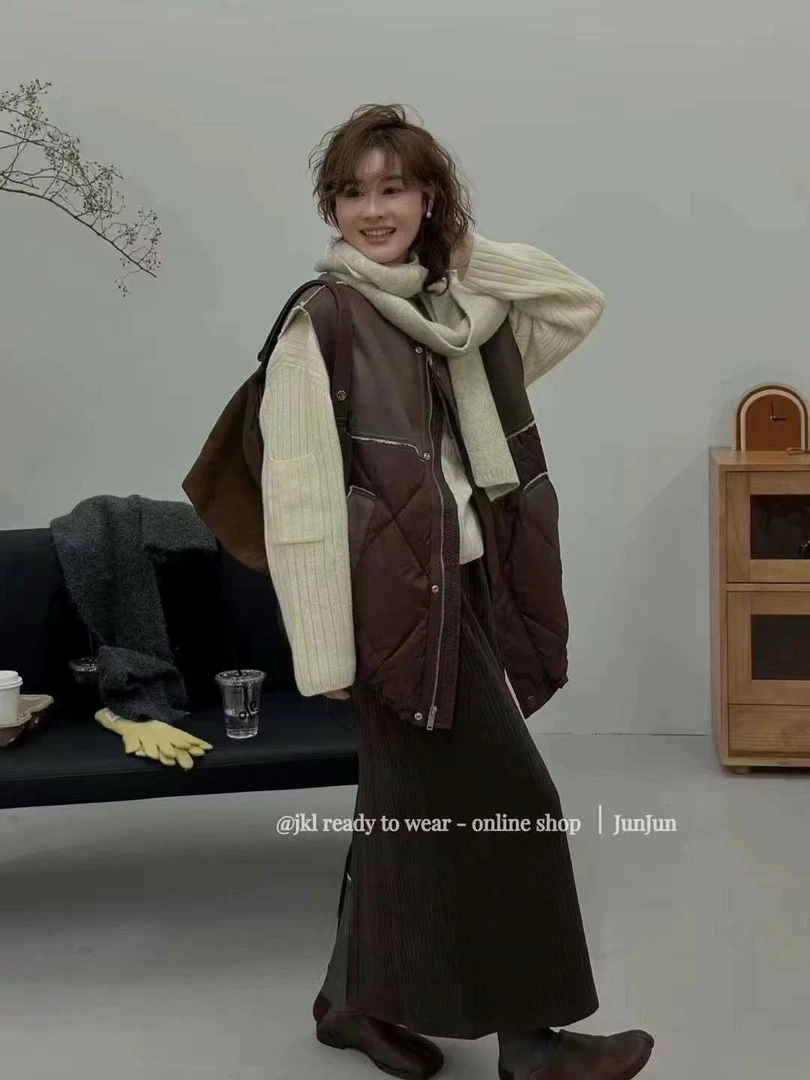 丹丹私服 欧货拼接休闲马甲福利