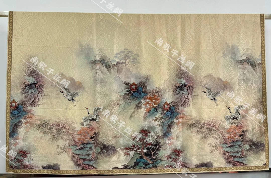 【松鹤长青】新中式龙鳞纹轻奢高定国风丝巾140*140 xys-209