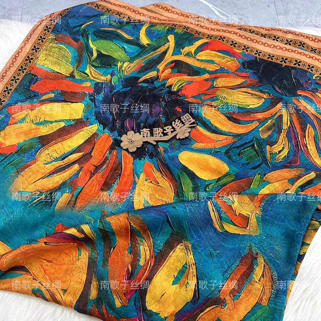 【梵高印象】新中式苏萝140*140方巾双面轻奢高定百搭丝巾（xys-253）