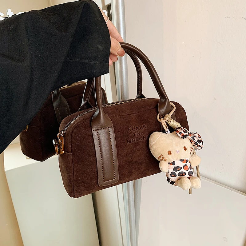 磨砂保龄球包2024爆款小众复古百搭洋气小包包豹纹女士手提斜挎包