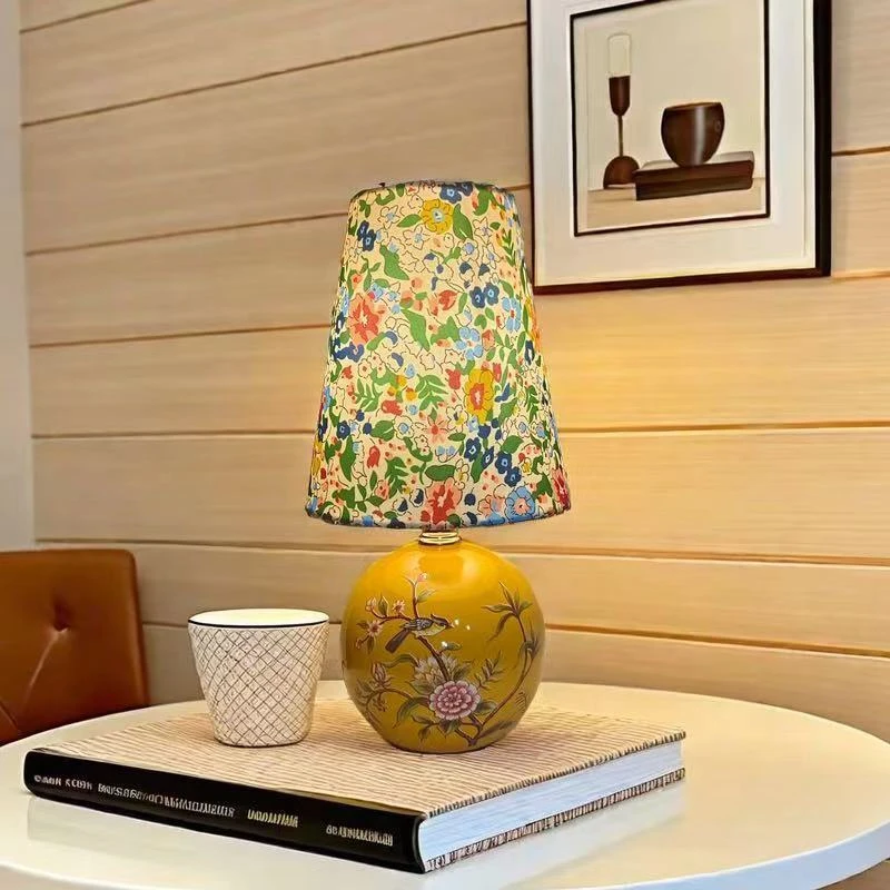 法式碎花百褶北欧田园风卧室床头灯复古中古主卧浪漫氛围装饰灯