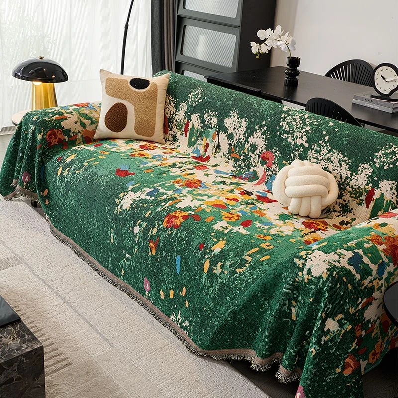 欢乐圣诞沙发垫卡通沙发盖布秋冬沙发巾四季通用防猫抓防滑沙发套