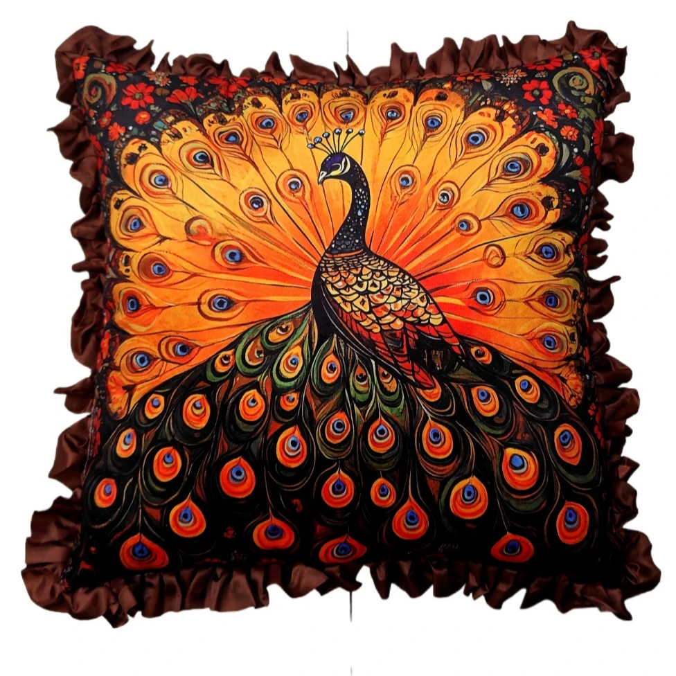 新款孔雀水晶绒抱枕透气办公室学生椅子榻榻米家用沙发抱枕靠枕