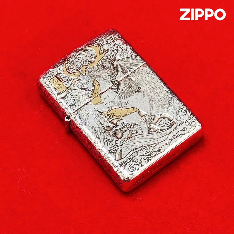 ZIPPO打火机正版 白泽 S925银 男士礼物送礼防风打火机DY9818DK