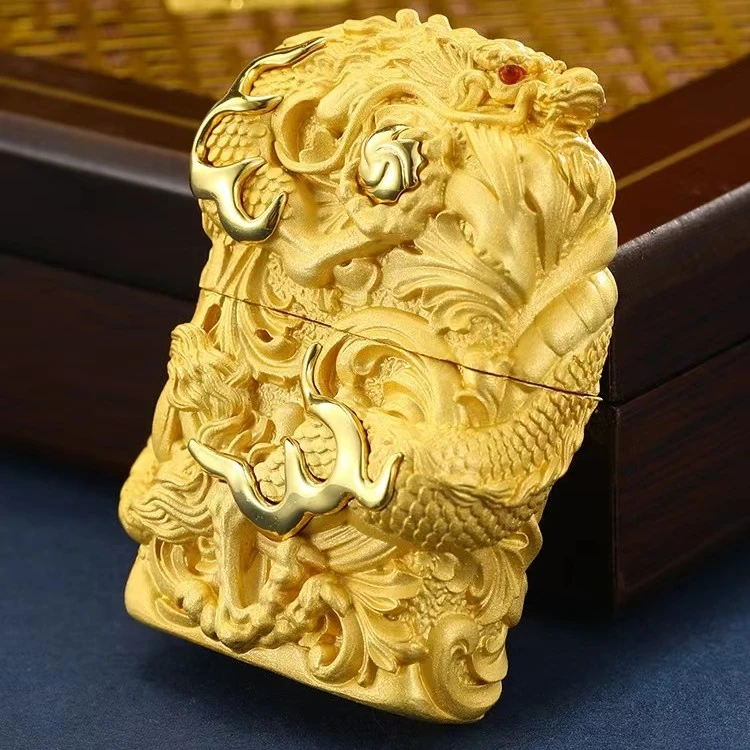 ZIPPO防风打火机正版古法镀金龙送朋友新年礼物收藏男士DY9802TJ