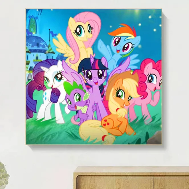 方形小马〔宝莉〕大格四股70✖️70厘米50个色满绣