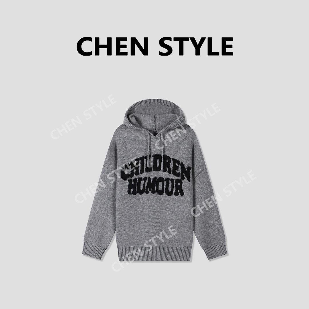 楚楚君~【松弛艺术】Y66987带帽字母宽松毛衣