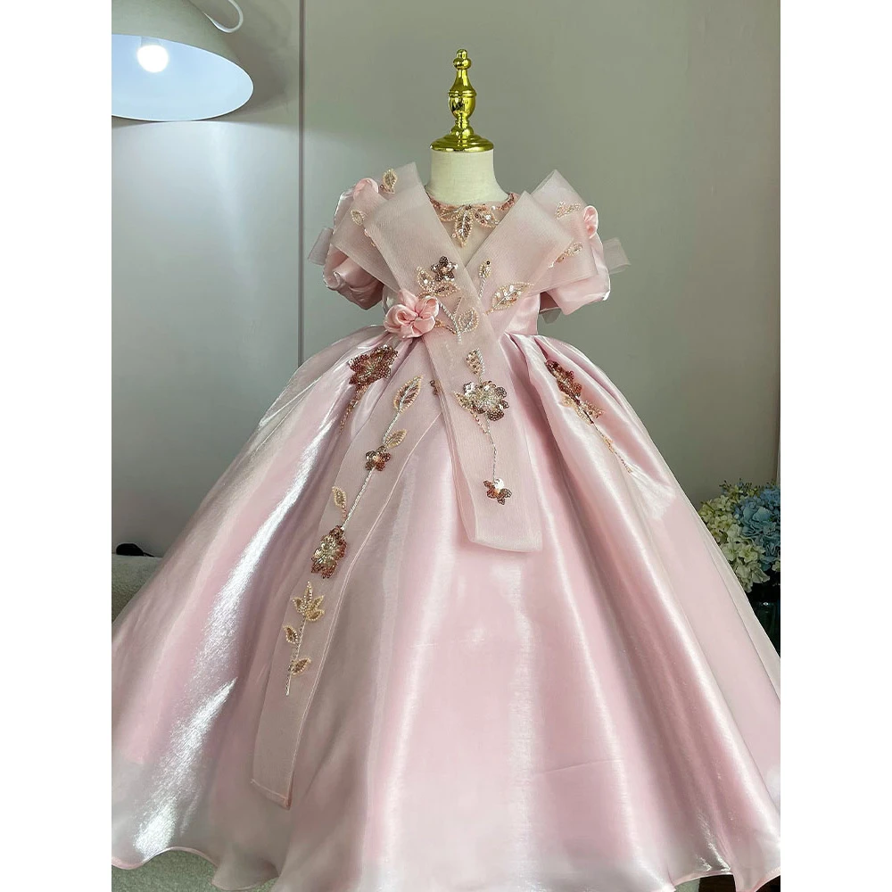 【绮幻蔷薇】儿童女童蓝色夏季生日走秀花童宴会洋气轻奢拖尾