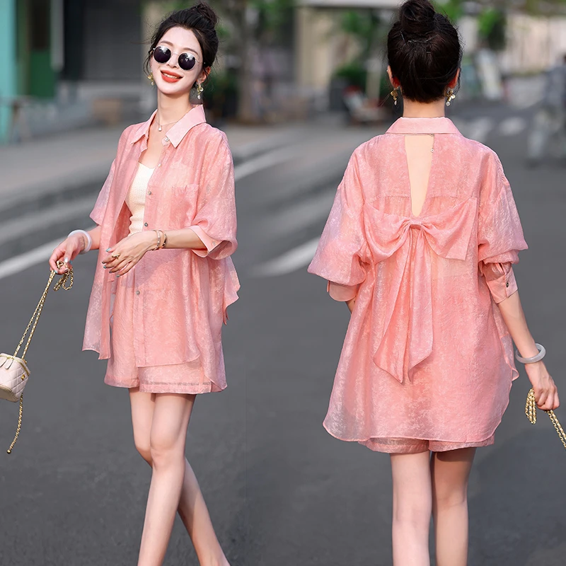 夏季韩版宽松时尚气质洋气短裤时尚套装显瘦休闲百搭中长款两件套