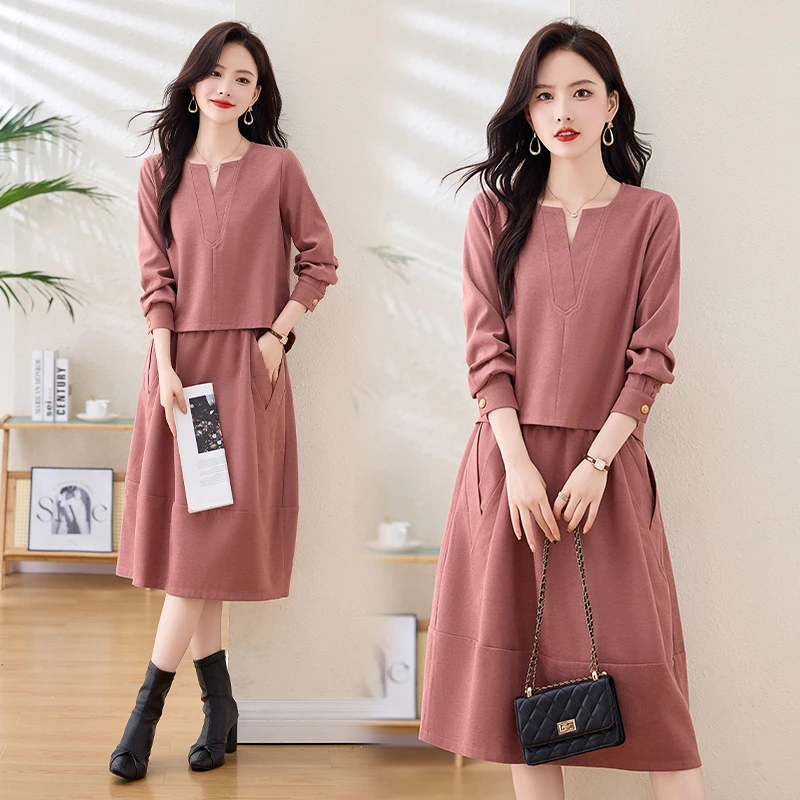 休闲时尚套装裙女2025春秋季新款高级感洋气减龄宽松半身裙两件套