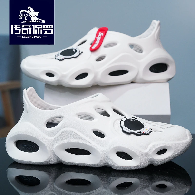 传奇保罗凉鞋男款夏季透气防臭情侣包头洞洞鞋男士户外运动沙滩鞋