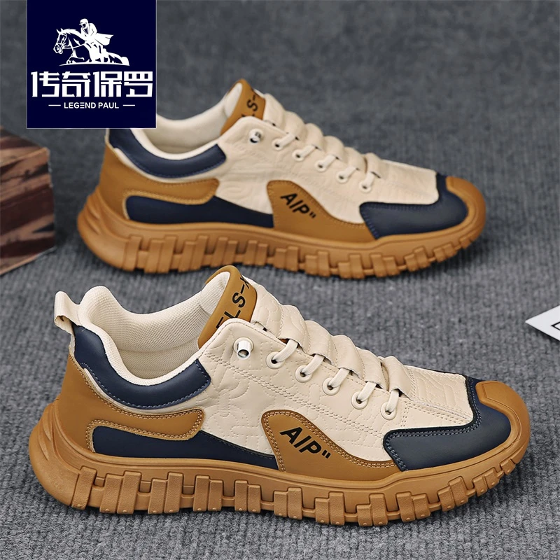传奇保罗官方正品男鞋秋季耐磨防臭阿甘鞋男士休闲透气网面运动鞋
