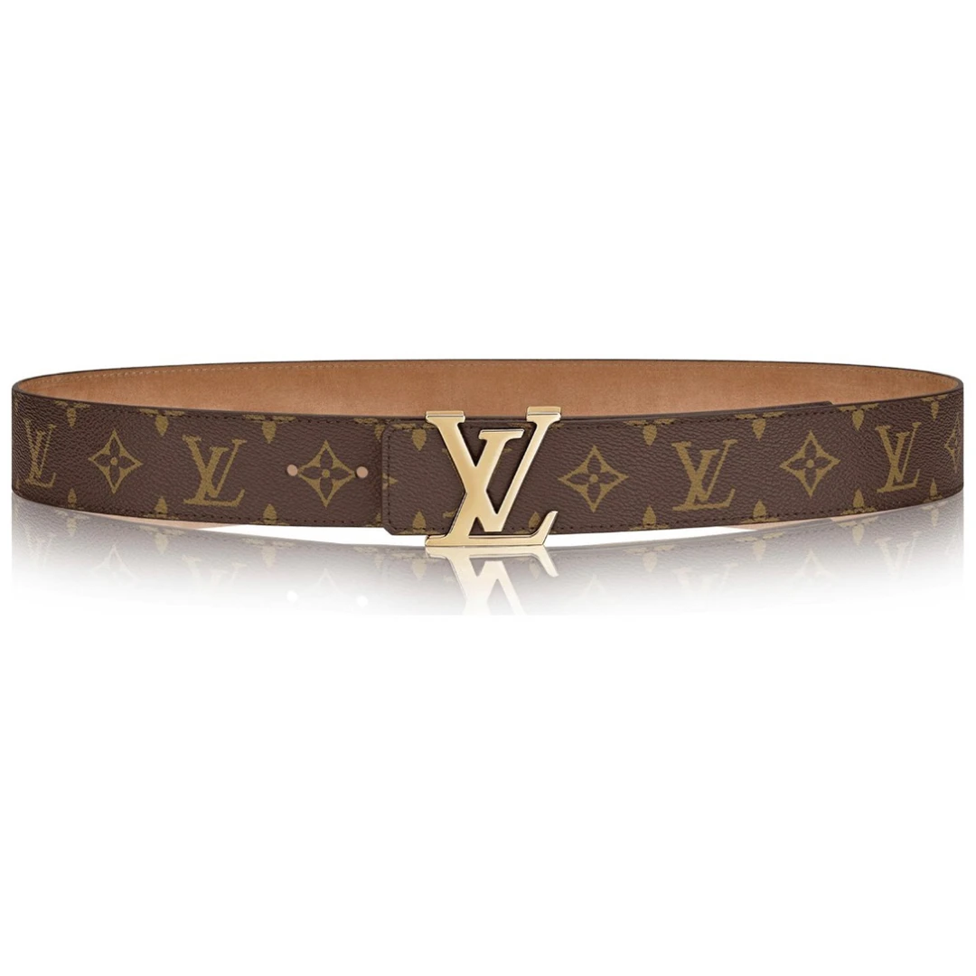 99新 LouisVuitton/路易威登 金扣老花 满印牛皮腰带 宽4cm