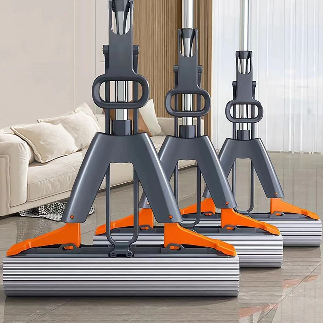 【干湿两用】对折式胶棉拖把新款家用二次挤水免手洗海绵加大号工具