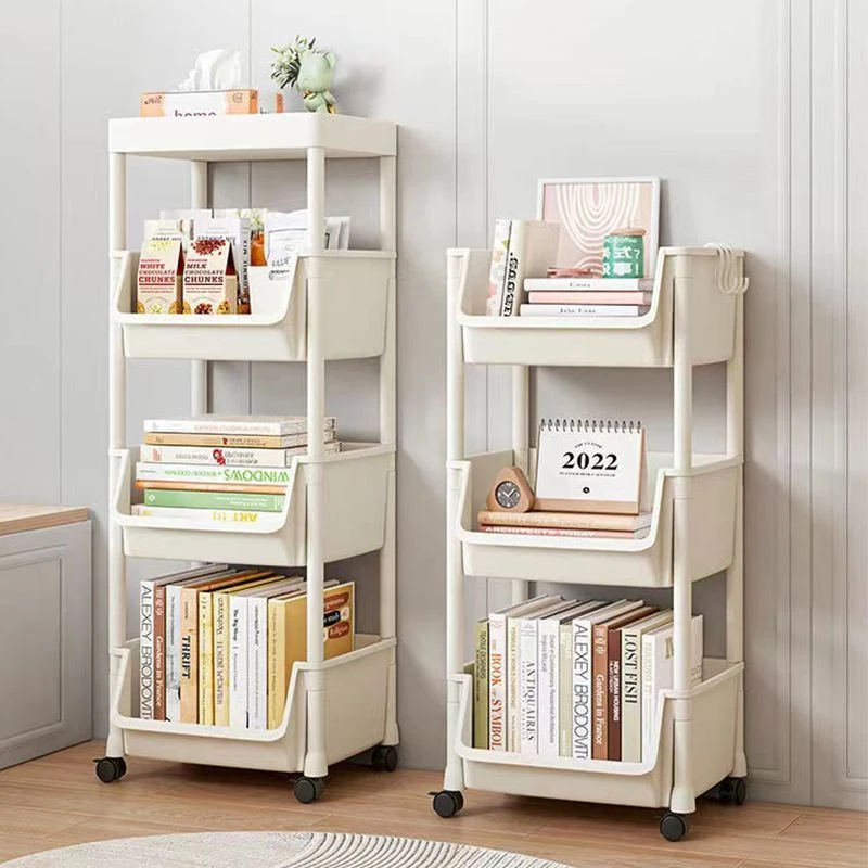 学生书架收纳置物架可移动桌边多层落地带轮书柜书本置物架简易