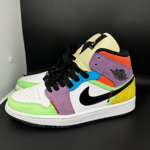 39码/二手/aj1 彩色拼接 中帮板鞋 男女同款