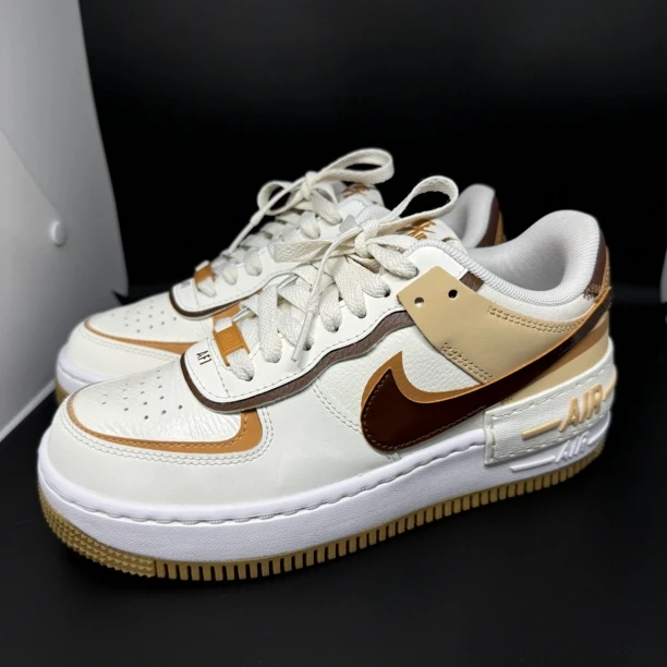 37.5码/95新/Nike 空军一号 白棕 低帮板鞋增高