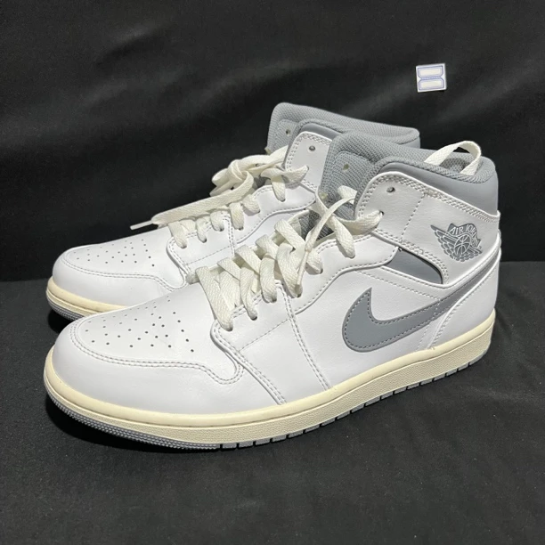 44.5码/二手/aj1 白灰 中帮 男款板鞋