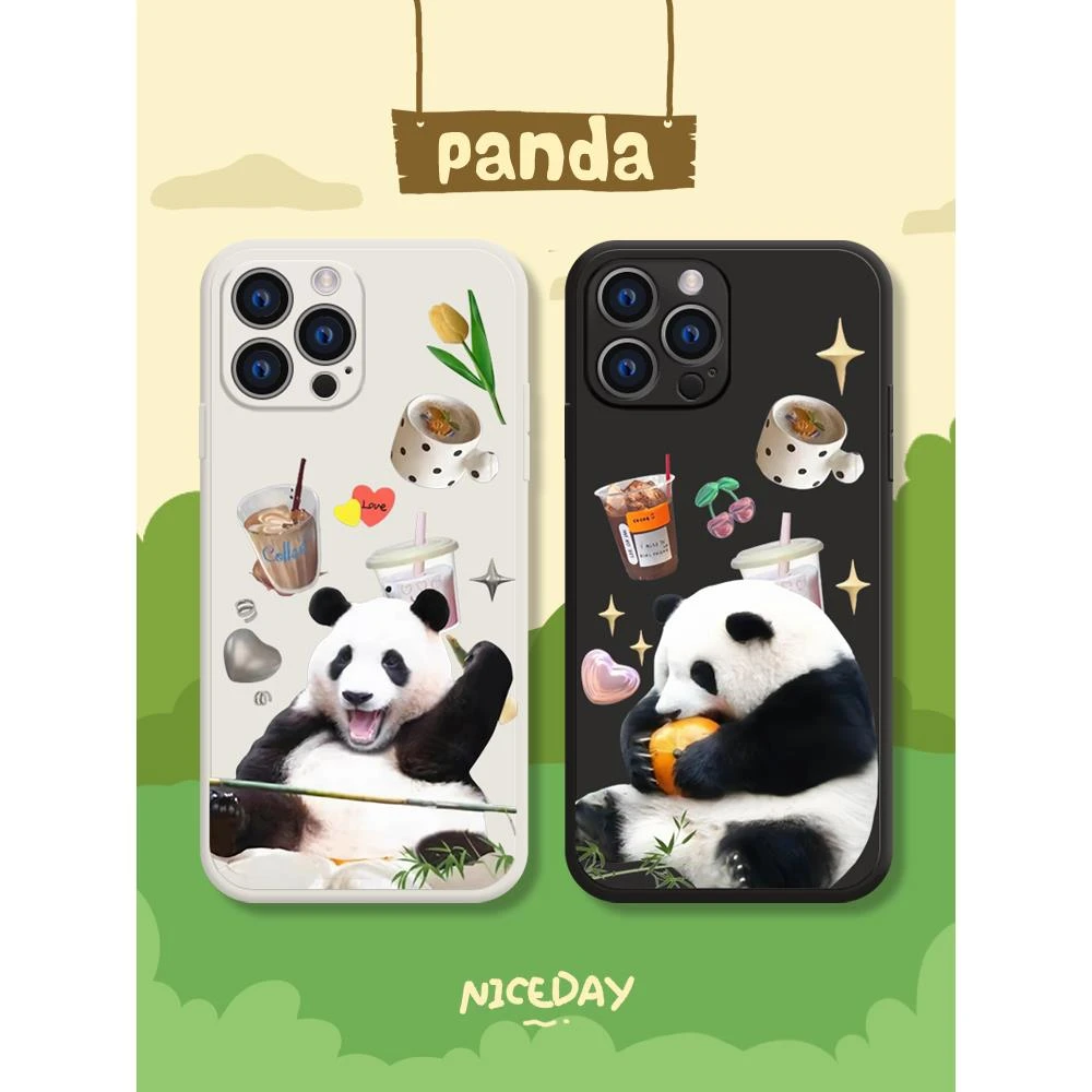 创意搞怪全包透明卡通大熊猫福宝iPhone12promax苹果14小米15/