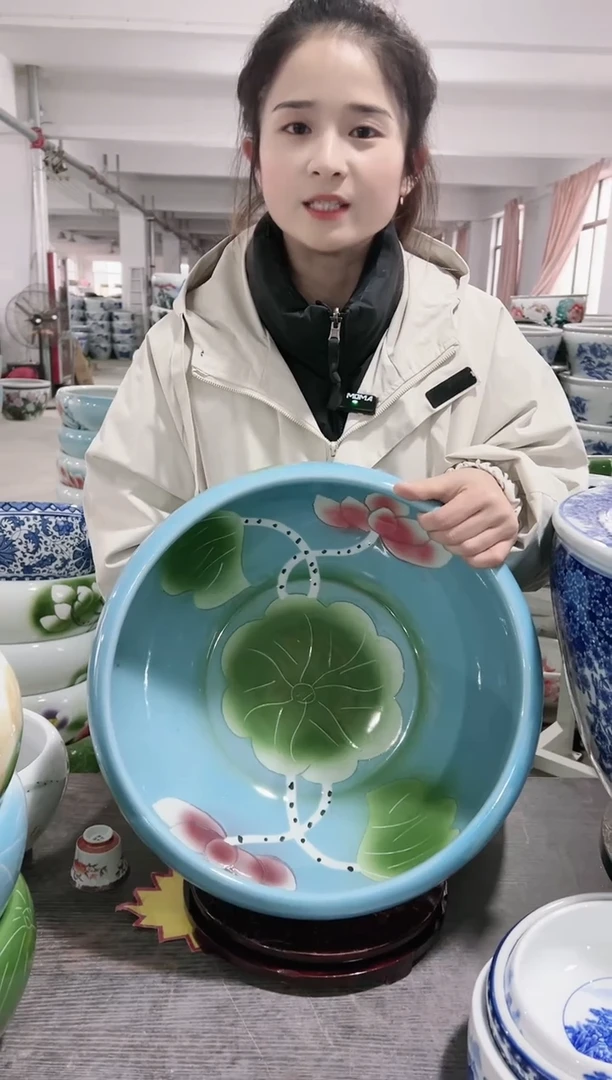 【闪购商品】陶瓷缸彩荷40*18cm