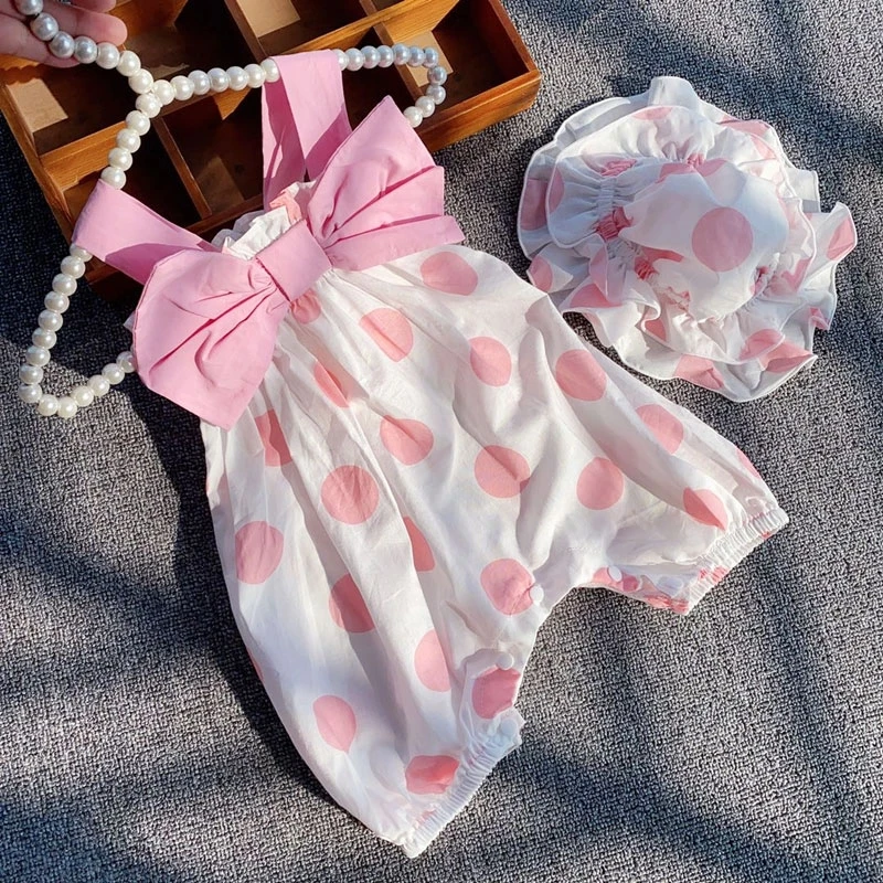 婴幼儿圆点吊带哈衣夏季连体衣可爱公主爬服