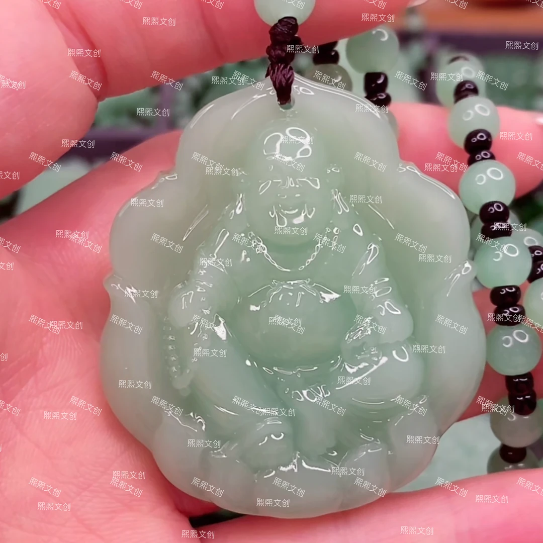 1.浅绿坐莲大肚佛吊坠经典百搭男女同款