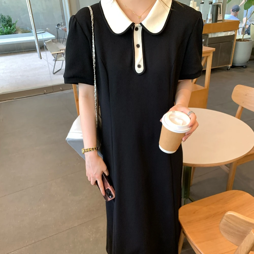 【反季现货-NAZ佳怡大码高端定制】高级感撞色polo领长短款连衣裙
