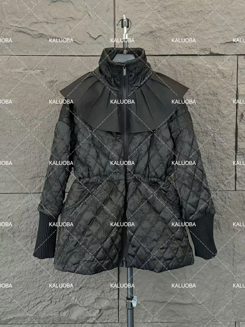 【原创设计师款女装】冬季新款时尚立领国风钉珠收腰棉服外套6098