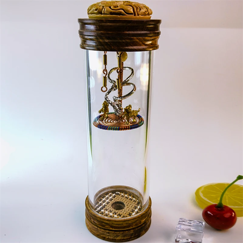 A13#高颜值徐一舟1.5紫铜等距簧实木花梨口盖铜蝈蝈罐子通透叫罐