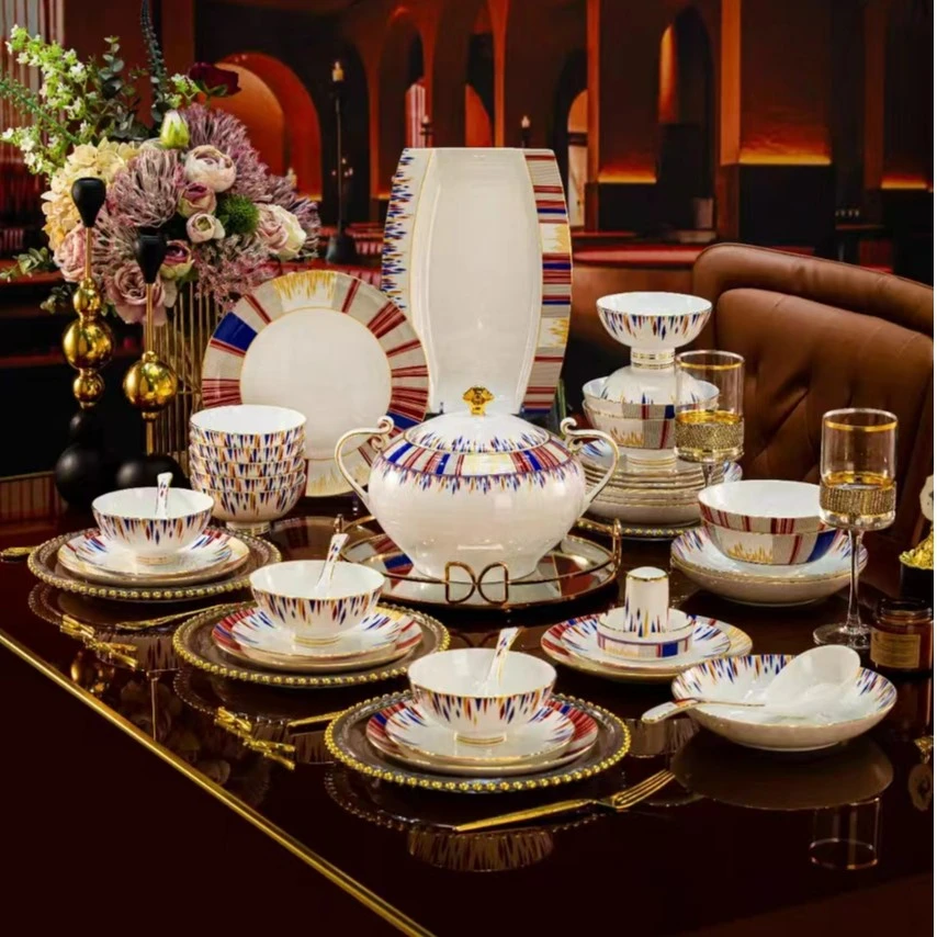 景德镇艺桉甄选  高档骨质瓷餐具2024款 碗碟盘套装 乔迁精致礼品