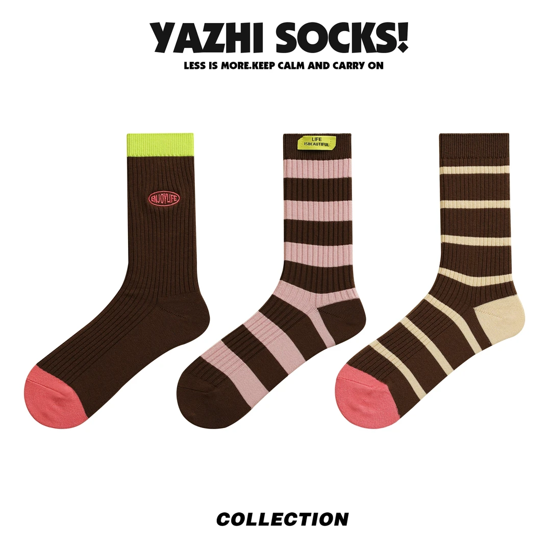 【K瑜伽专属】三双潮流女袜中筒潮流百搭中长筒袜百搭棉袜