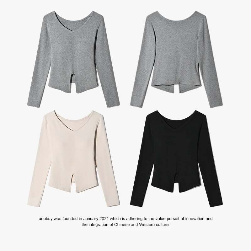 带胸垫灰色v领打底衫2023秋冬女装纯欲风低领正肩内搭长袖保暖T恤