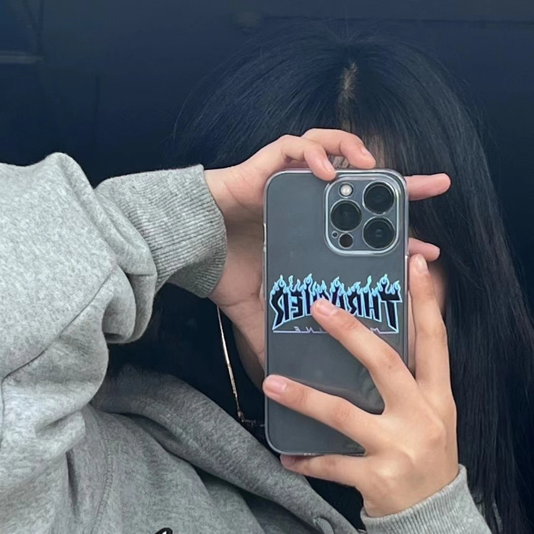 火焰英文苹果14手机壳网红磨砂iPhone11/12全包15透明XR保护套/13