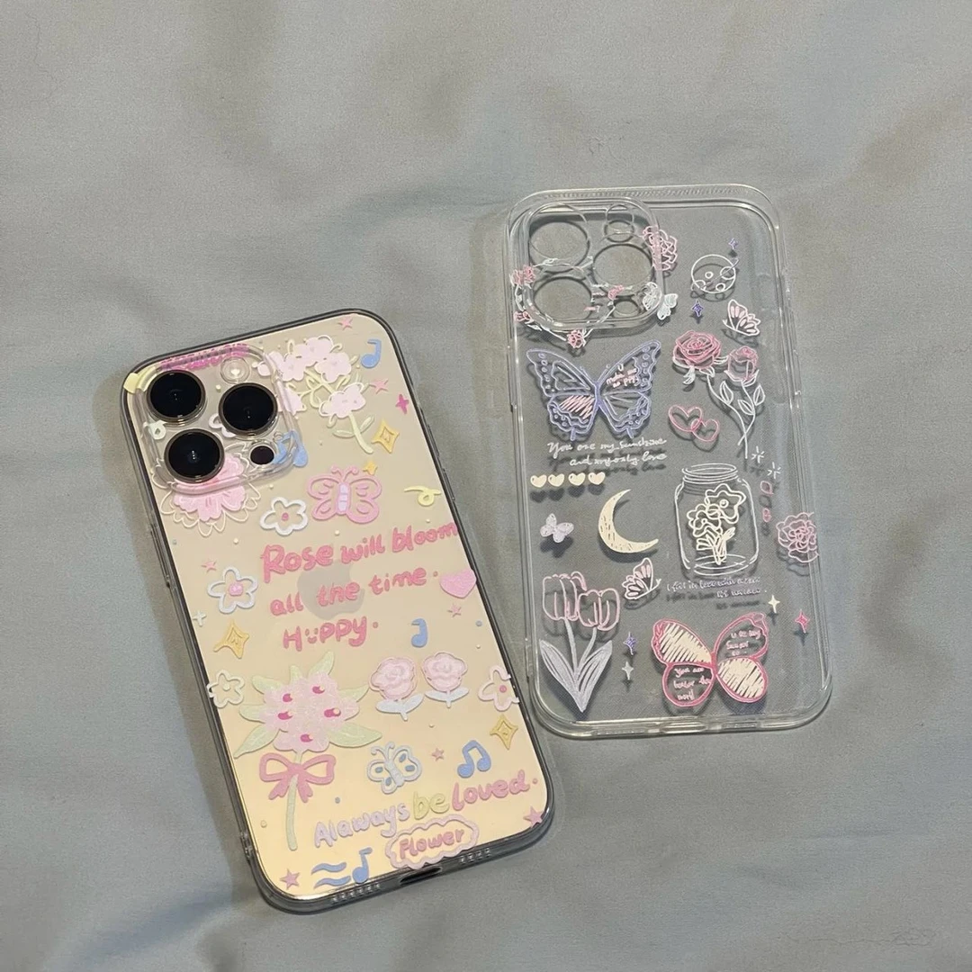 春季蝴蝶iPhone15promax手机壳苹果14pro全包12磨砂11手机套防/13