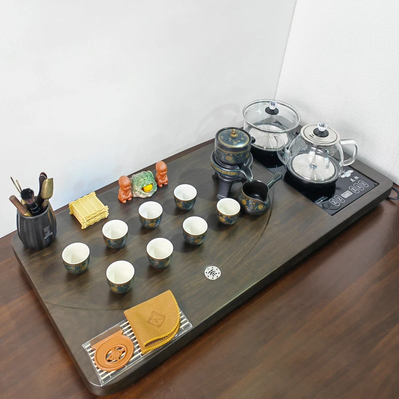 功夫茶具套装家用茶台烧水壶一体全自动高端实木茶盘桌面专用整套