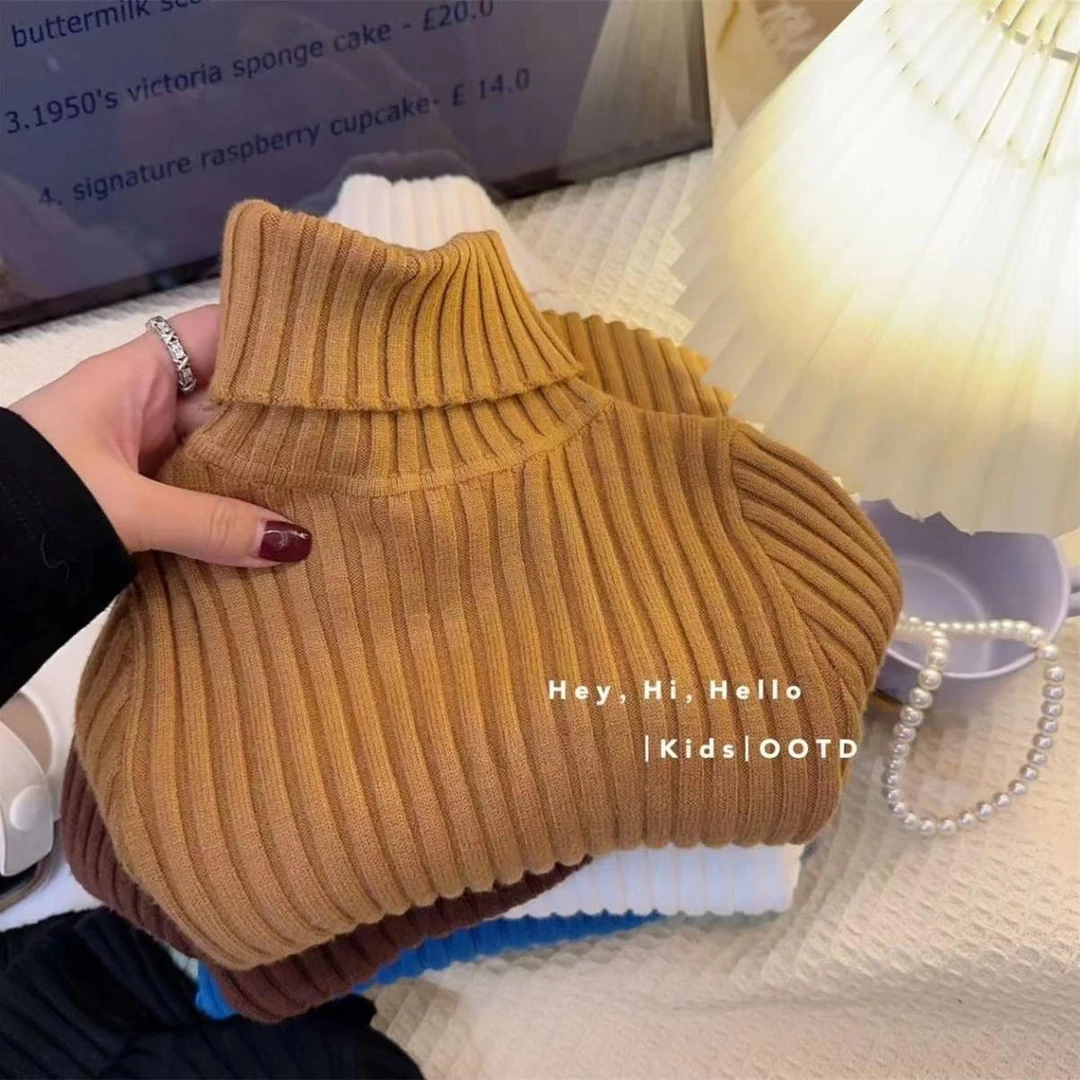 巴拉拉吧女童高领毛衣儿童百搭打底衫洋气秋冬季男女宝套头加厚针