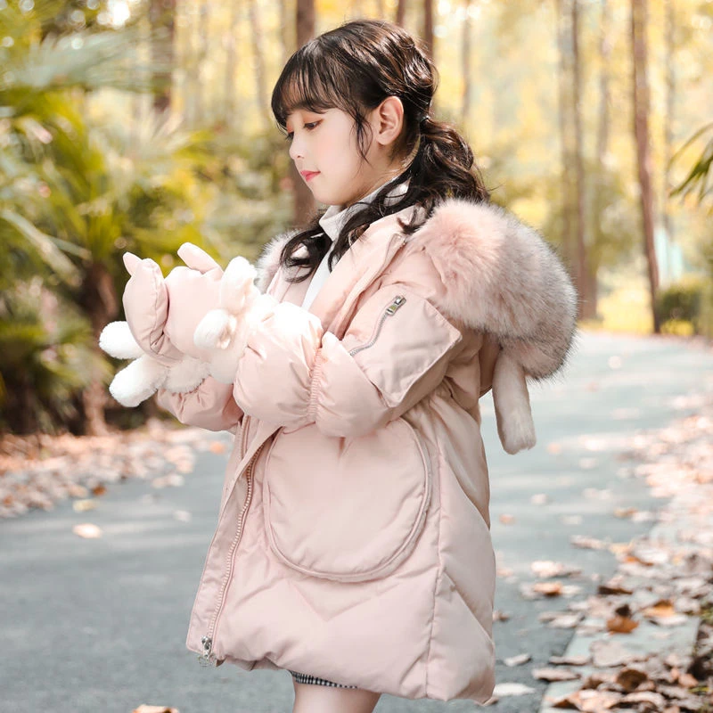 巴拉拉吧女童棉衣2023新款洋气冬季韩版棉服公主宝宝中大儿童长款