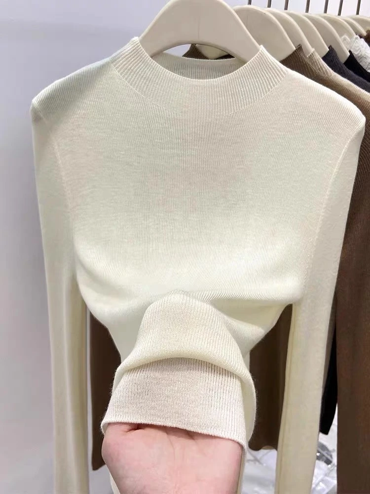 【YA MY】秋冬纯色显瘦简约修身长袖套头网红圆领毛衣针织衫（27605）
