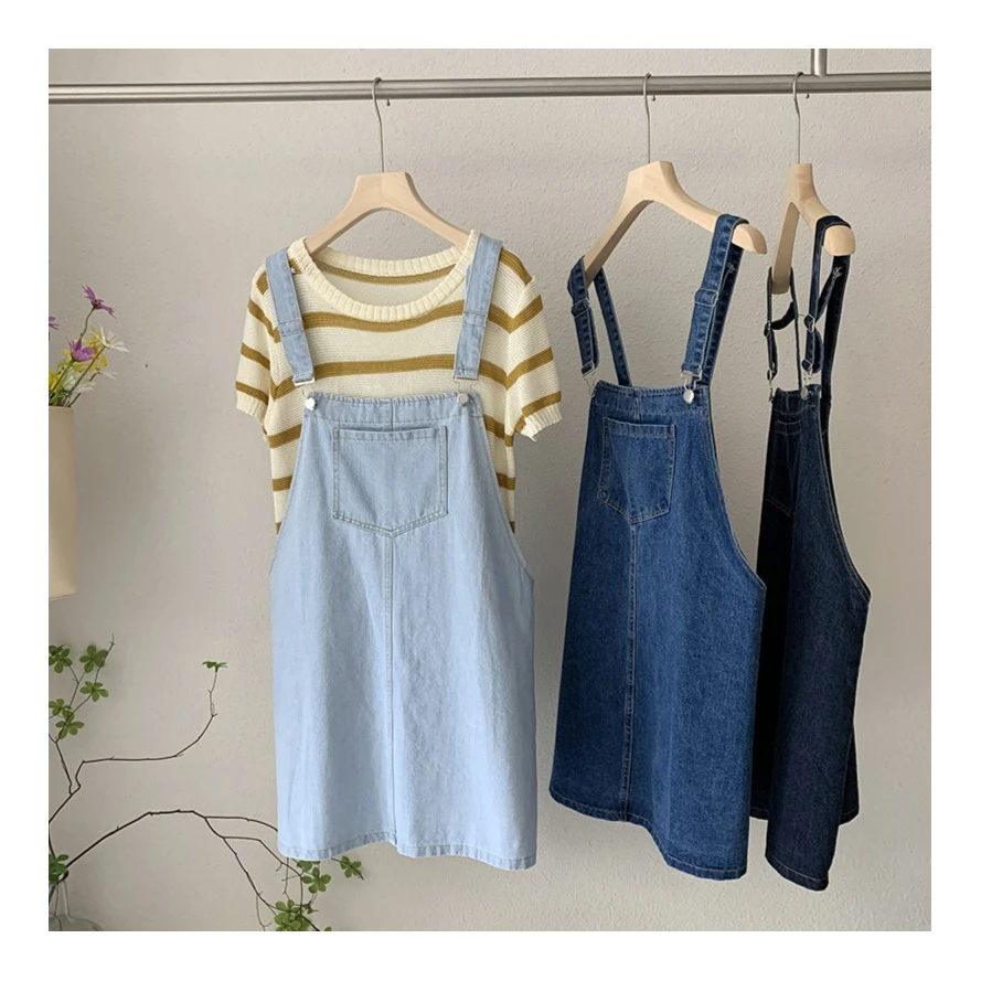 减龄牛仔背带裙女夏季薄款2024年新款小个子宽松休闲时尚连衣裙